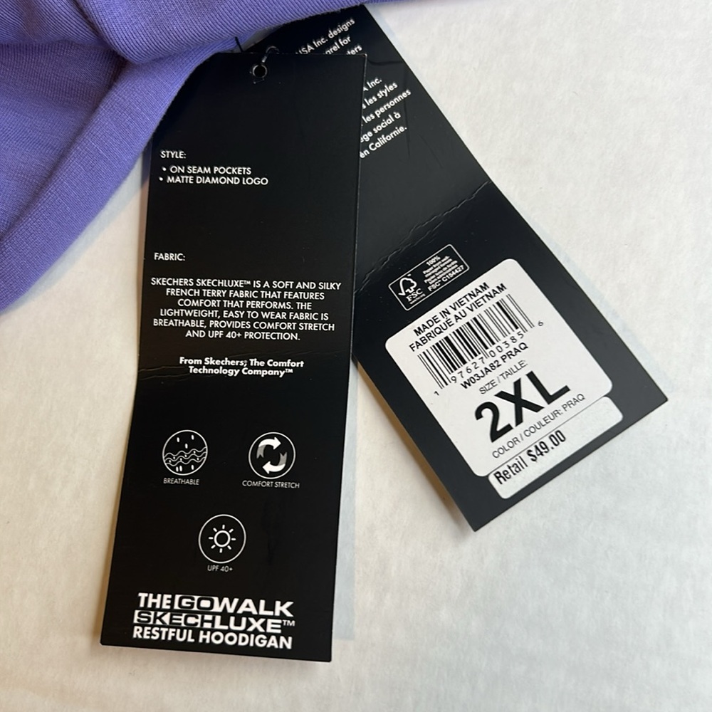 SKECHERS THE GO WALK SKECH:LUXE RESTFUL HOODIGAN  2 SEAM POCKETS & HOOD SZ 2XL - Picture 9 of 14